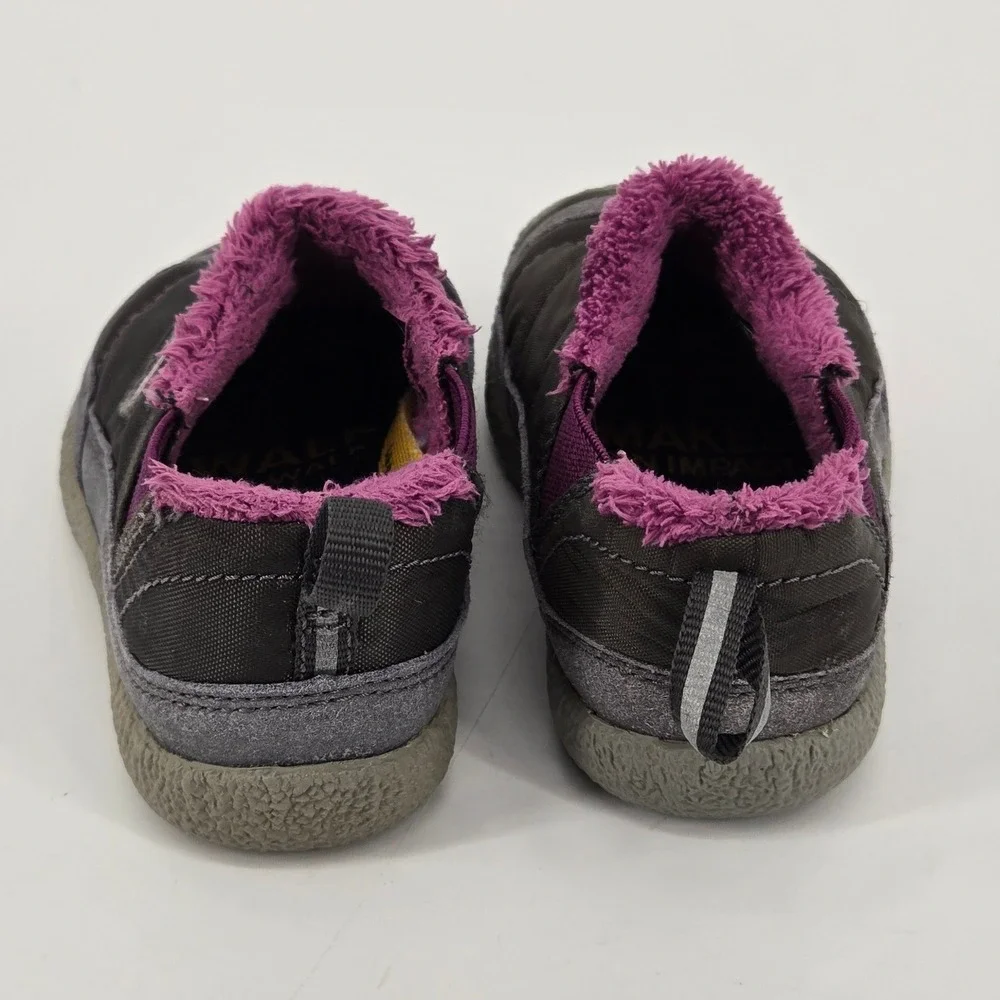 KEEN Howser II Tots SZ 5 Steel Grey Wood Violet Quilted Fleece Slippers Wide Toe